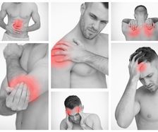 Pictures representing man having pain at several part of body