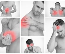 Pictures representing man having pain at several part of body